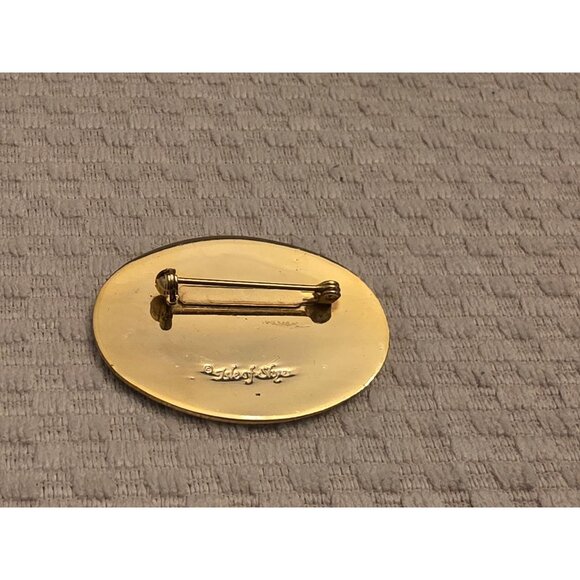 Vintage Isle Of Skye Enamel & Gold-Tone Cloisonne Crest Brooch Pin Oval Design - Picture 2 of 5